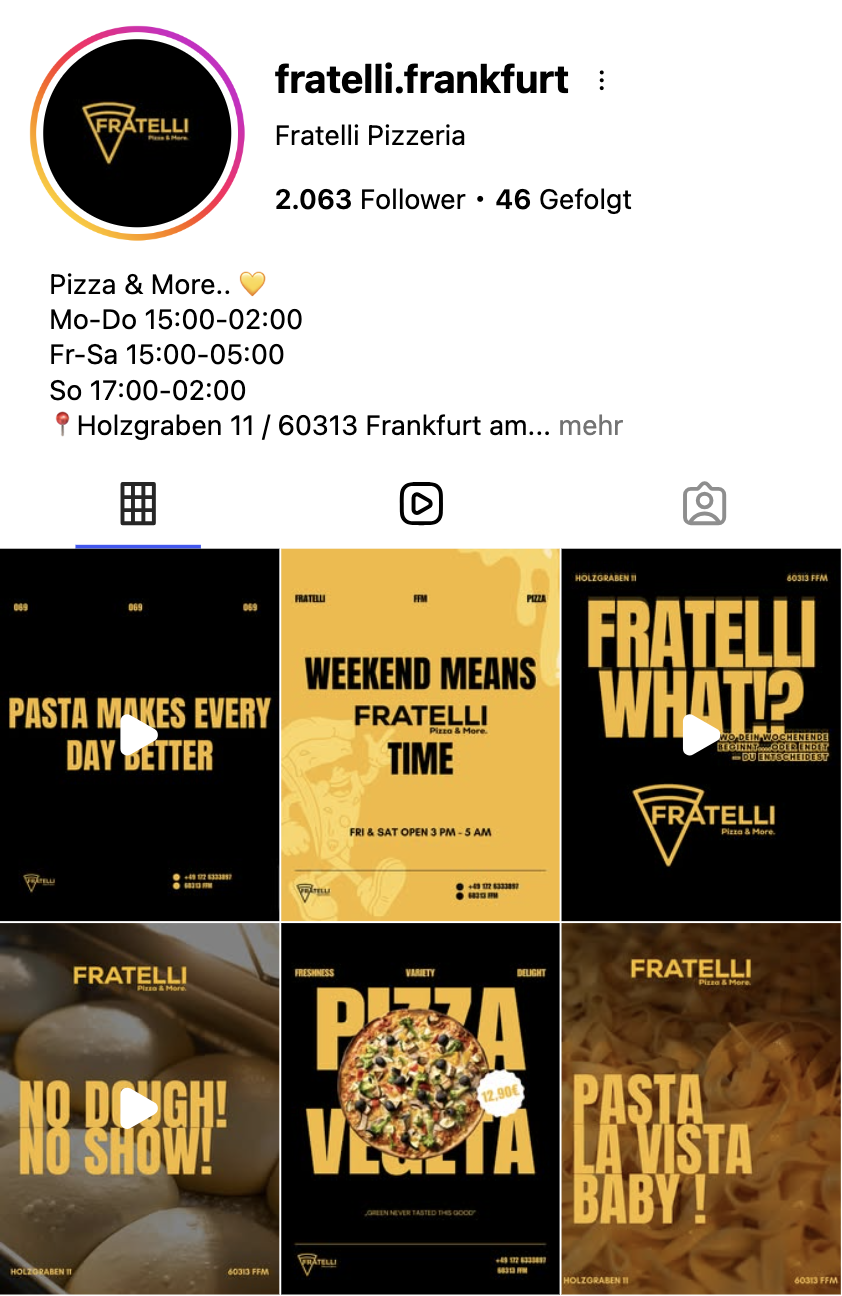 Fratelli Frankfurt auf Instagram
